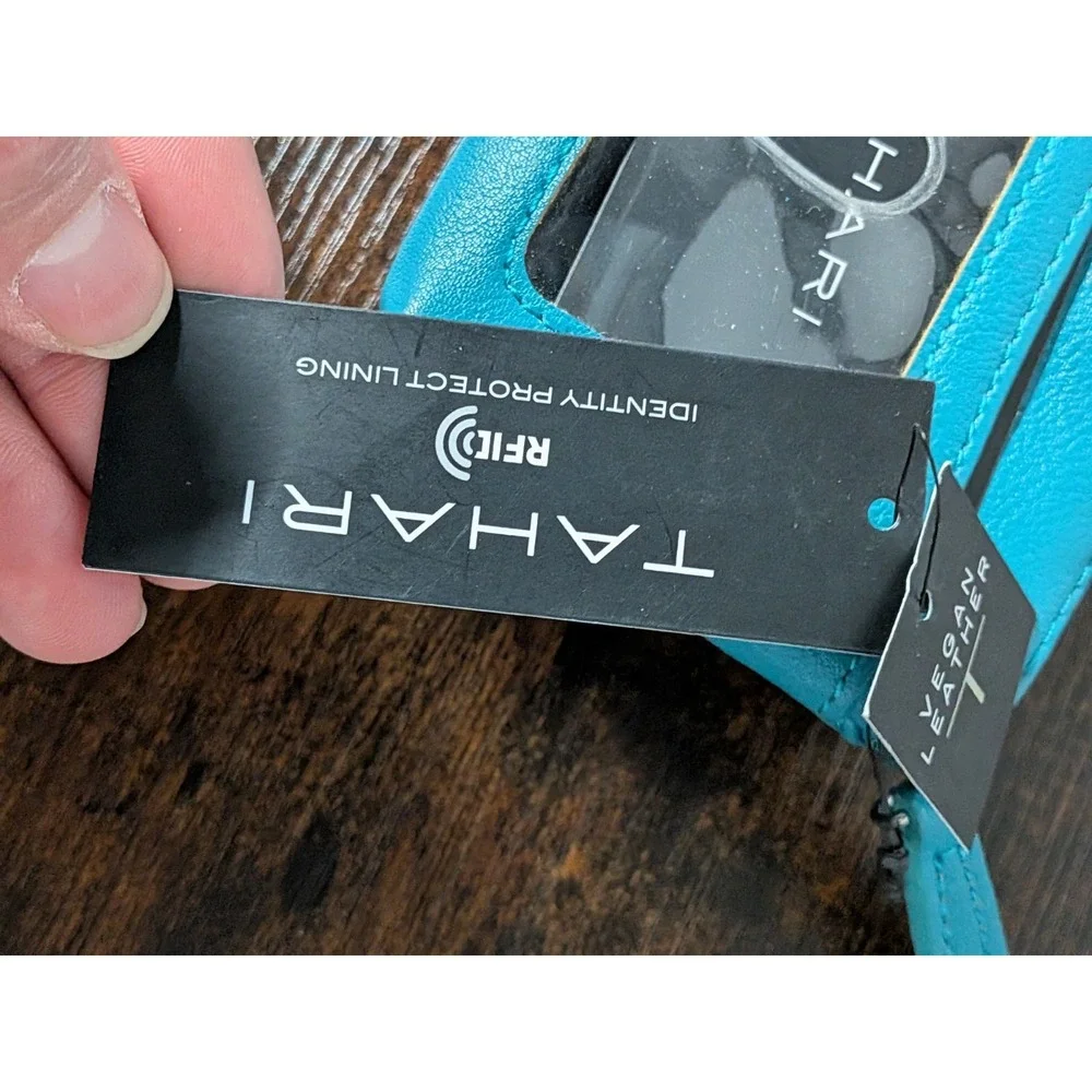 Tahari Women's Vegan Leather Folding + Snap Wallet‎ New NWT Teal